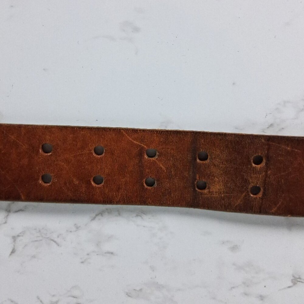 Rugged Brown Genuine Leather Double Hole Belt Made in Italy LINDBERG Size 30 - Picture 4 of 8